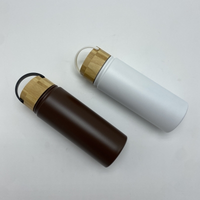 Stainless Steel Double wall Termos With Bamboo lid