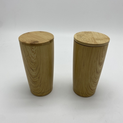Vacuum flask with Bamboo lid & Water transfer bamboo pattern on body 