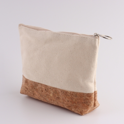 Cotton blending canvas cork comfortable pencil case storage bag