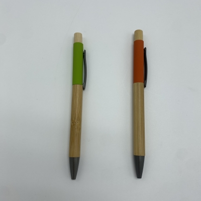 Cheap laser logo pen eco-friendly bamboo metal ballpoint pen