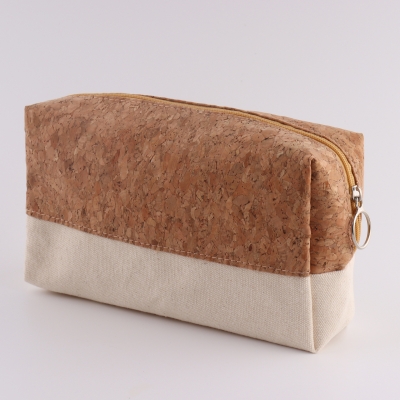 Natural Cork Makeup Cosmetic Bag Wholesale Travel Toiletry Bag with Logo 